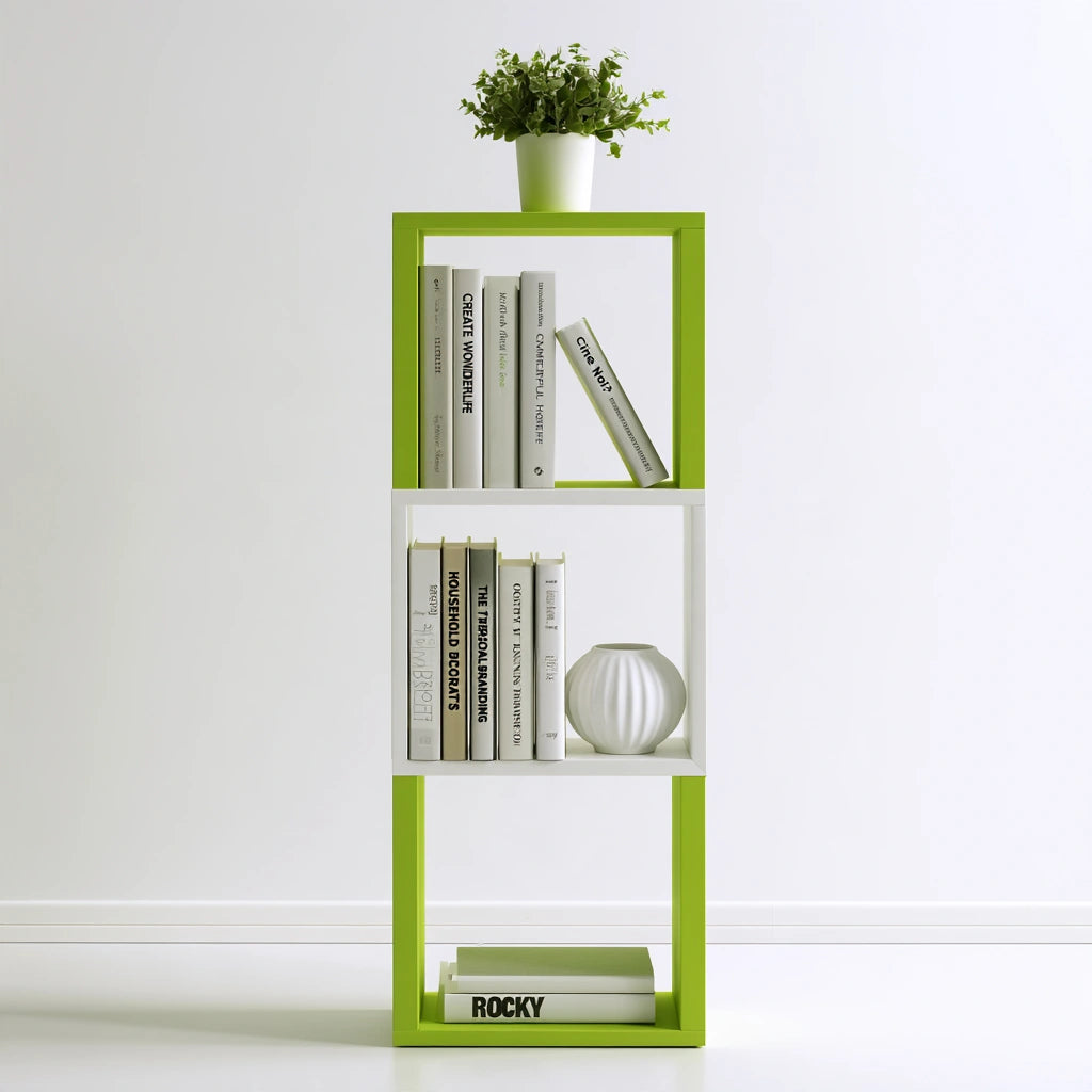 Bücherregal, mit klarer Formgebung, mit drei Ebenen, Farbe: grün