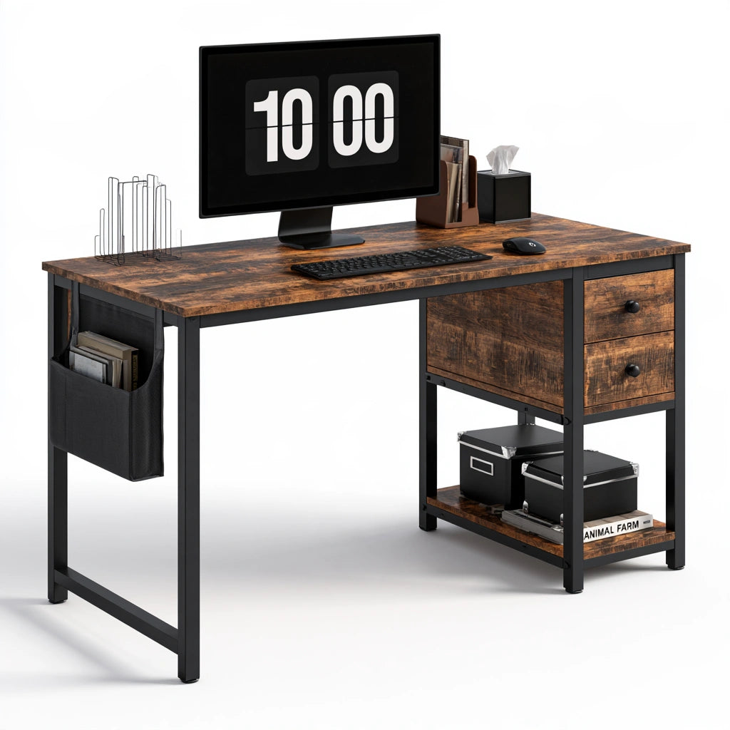 Moderner Schreibtisch, aus Holz, Farbe: braun